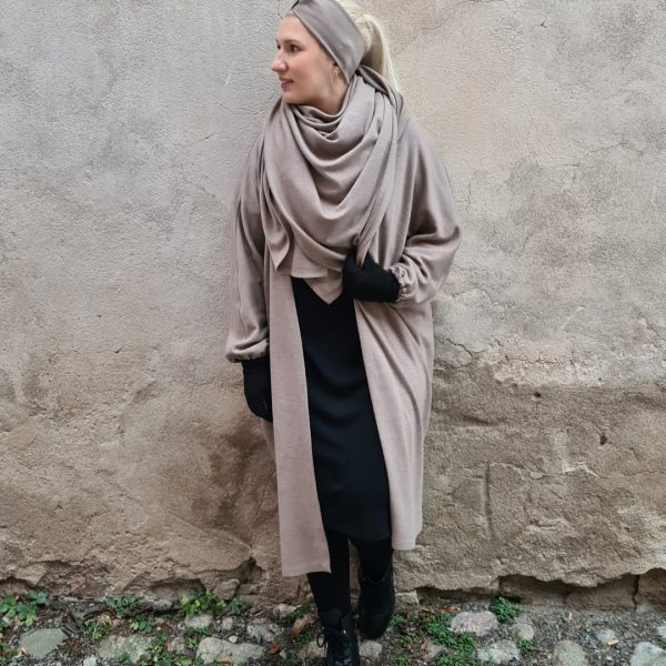 Merinovillainen CARO-neuletakki, taupe - Image 9